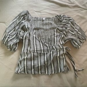 Old Navy Striped Wrap Top w/ Sleeves XL